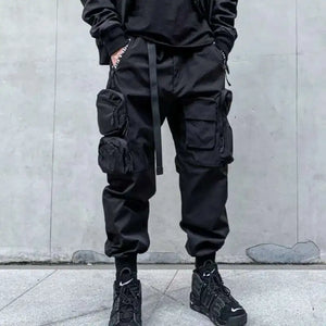 Tactical Techwear Cargo Pants in black — dark techwear streetwear, view 7 of 7