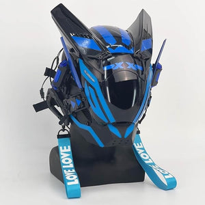 Tech Blue Helmet Cyberpunk