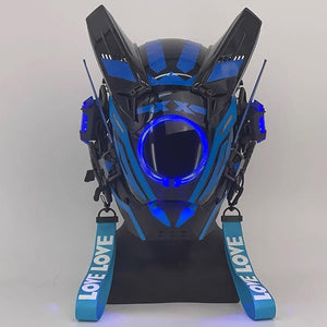 Tech Blue Helmet Cyberpunk