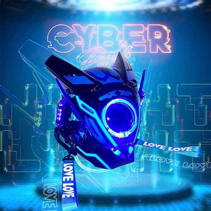 Tech Blue Helmet Cyberpunk