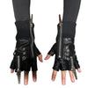 Techwear Fingerless Leather Gloves Zippers
