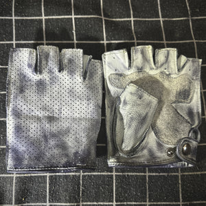 Techwear Fingerless Motorcycle Leather Gloves