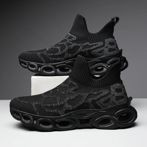 Techwear Graffiti Sneakers - Black graffiti slip-on sneakers
