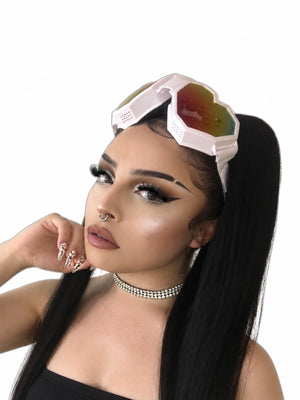 Techwear Heart Sunglasses - product view on white background