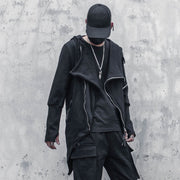 Hoodie Techwear con Zip Diagonale