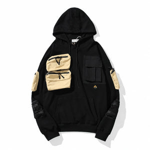 Techwear Hoodie Embroidered Cotton Pocket