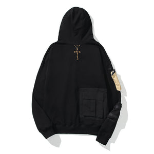 Techwear Hoodie Embroidered Cotton Pocket