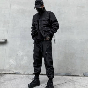 Pantalon noir à revers style Techwear