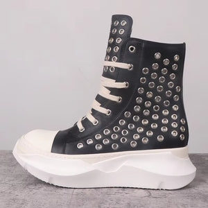 Thick Lace Up Black Boots Men