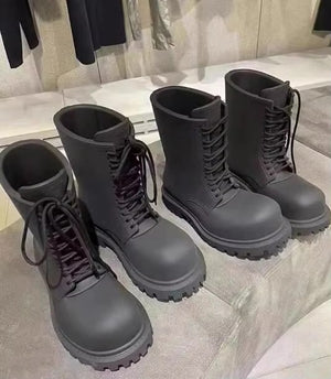 Thick Sole Black Men Boots