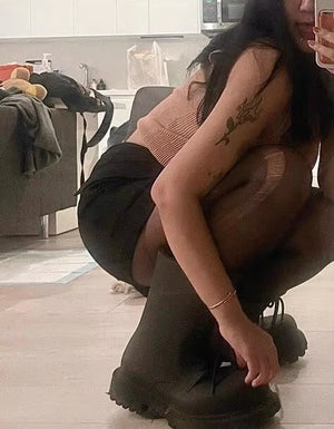 Thick Sole Black Men Boots