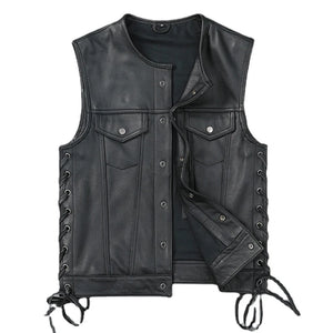 Thin Leather Cargo Vest