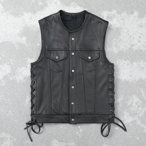Thin PU Leather Cargo Vest