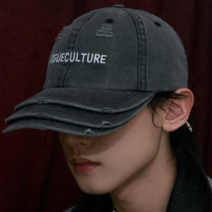 Three-layer Brim Design Roped Hole Vintage Washed Baseball Cap Man Woman Techwear Style Embroidery Hip Hop Punk Hat