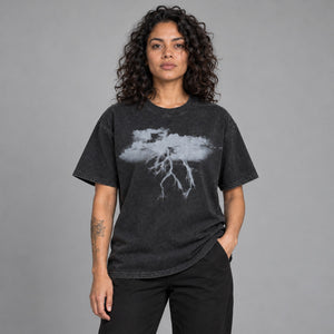 Thunder Lightning Y2K Graphic Tees – worn by a woman
