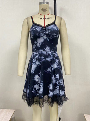 Tie Dye Goth Mini Dress