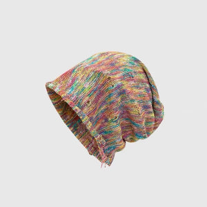 Spring Autumn Tie-dye Gradient Color Ripped Hole Vintage Beanie Knitted Hat Man Woman Hip Hop Punk Pullover Cap Head Cov