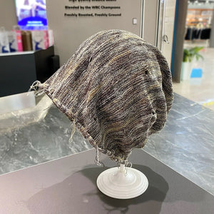 Spring Autumn Tie-dye Gradient Color Ripped Hole Vintage Beanie Knitted Hat Man Woman Hip  - Mixed beige