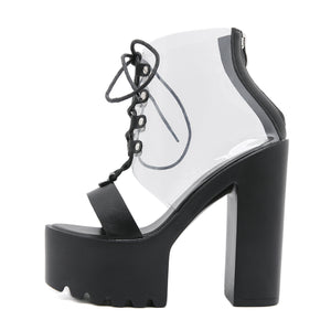 Transparent Lace-Up Shoes Y2K