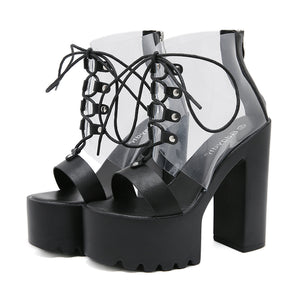 Transparent Lace-Up Shoes Y2K