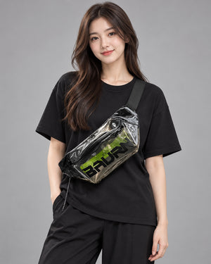 Transparent PVC chest bag with black or white trim