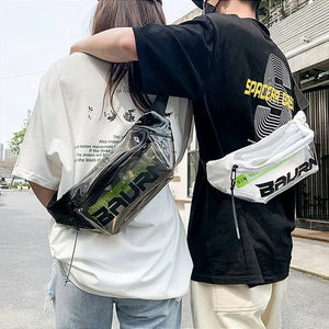 Transparent PVC chest bag with black or white trim