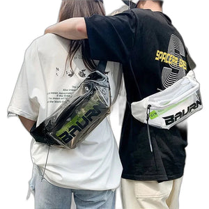 Transparent PVC chest bag with black or white trim