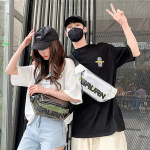 Transparent PVC chest bag with black or white trim