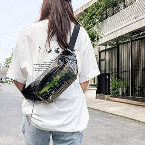 Transparent PVC chest bag with black or white trim