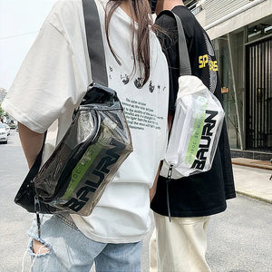 Transparent PVC chest bag with black or white trim