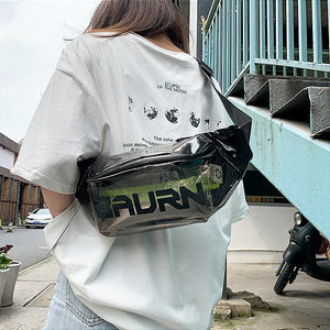 Transparent PVC chest bag with black or white trim