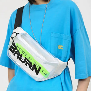 Transparent PVC chest bag with black or white trim