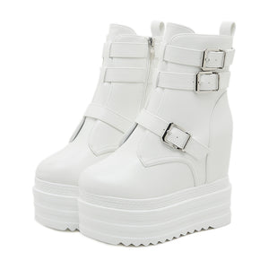 Trendy White Platform Boots Womens