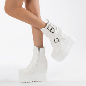 Trendy White Platform Boots Womens