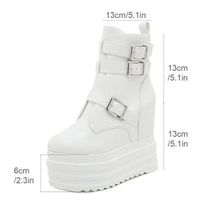 Trendy White Platform Boots Womens