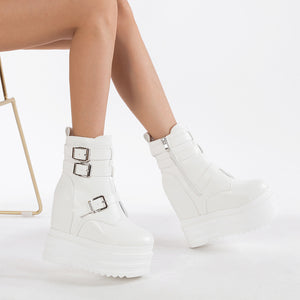 Trendy White Platform Boots Womens