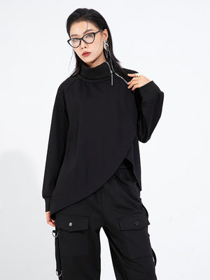 Turtle Neck Black T Shirt Women's