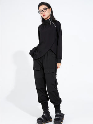 Turtle Neck Black T Shirt Women's