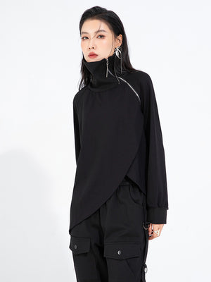 Turtle Neck Black T Shirt Women's