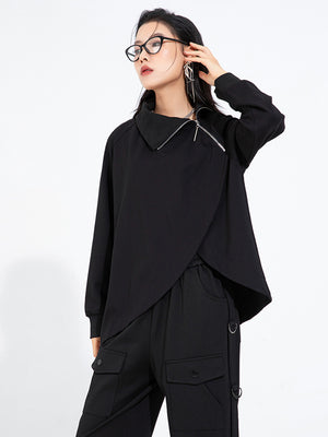 Turtle Neck Black T Shirt Women's