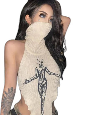 Turtleneck Crop Top Sleeveless - product view on white background