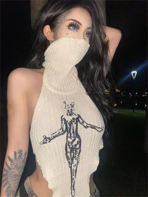 Turtleneck Crop Top Sleeveless