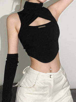 Turtleneck Crop Top With Glove