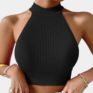 Turtleneck Sleeveless Crop Top