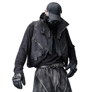 Turtleneck Techwear Vest in black — dark techwear streetwear, view 1 of 7
