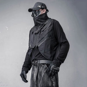 Turtleneck Techwear Vest in black — dark techwear streetwear, view 3 of 7
