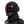 Black cyberpunk mask with twin red LED ring eyes and side canisters