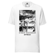 Camiseta blanca de anime cibernético