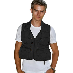 Utility pocket cargo vest in khaki, army green, pea green or grey