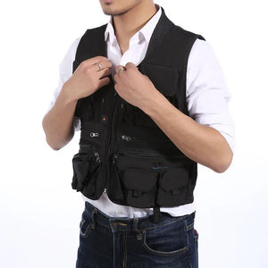 Utility pocket cargo vest in khaki, army green, pea green or grey